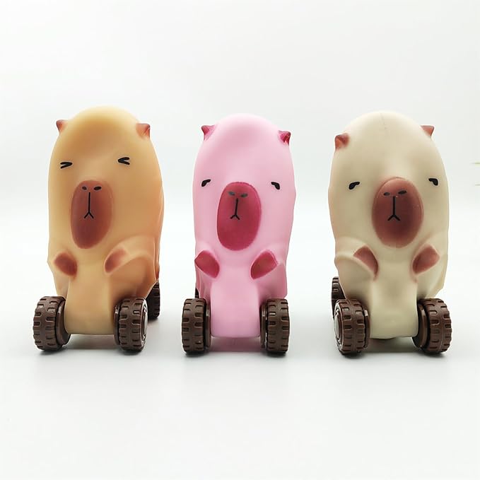 Creative Capybara scooter, novel four-wheeled vehicle, deformable decompression toy, capybara pull cart toy, soft and retractable