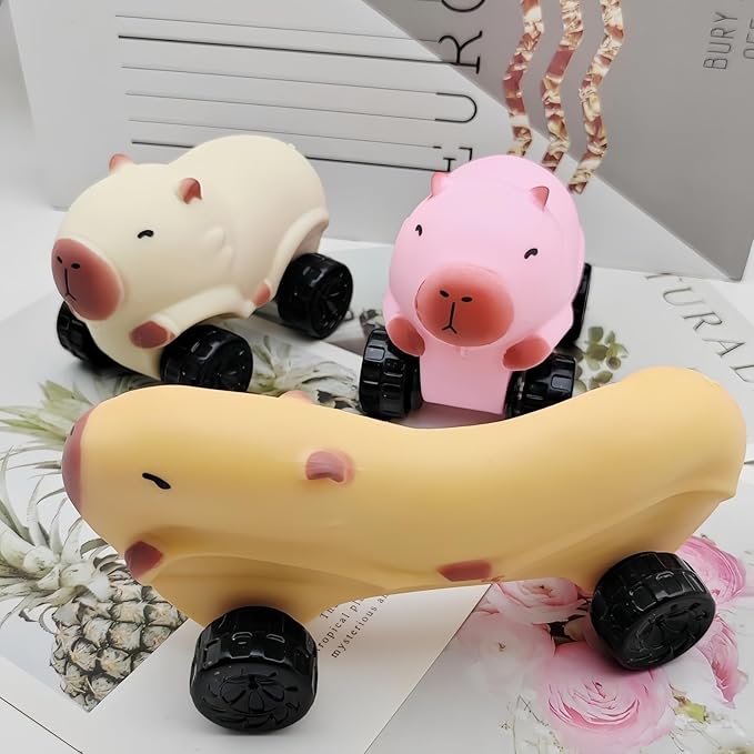 Creative Capybara scooter, novel four-wheeled vehicle, deformable decompression toy, capybara pull cart toy, soft and retractable