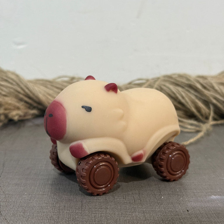 Creative Capybara scooter, novel four-wheeled vehicle, deformable decompression toy, capybara pull cart toy, soft and retractable