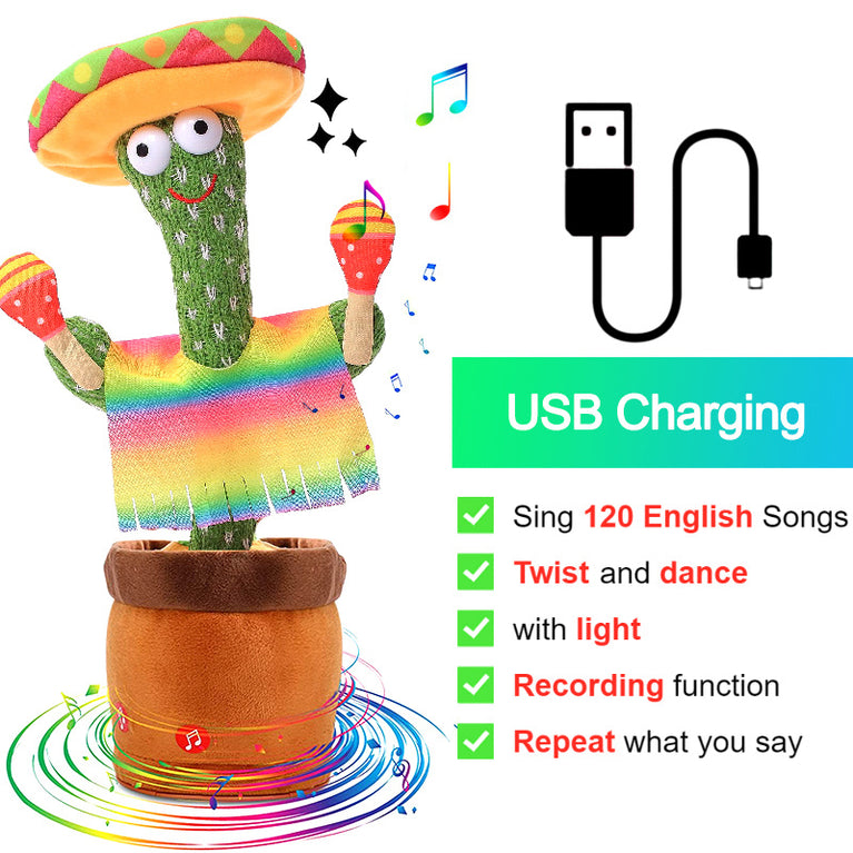 Bluetooth Dancing Cactus Repeat Talking Toy 60/120 Songs Electronic Plush Toys Singing Recording Doll Early Education for Kids