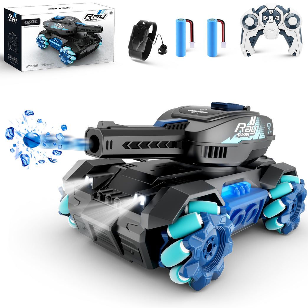 4DRC Y1 RC Crawler Scale Water Bullet Shooting Remote Control Cars,Kids 4WD Battle Stunt Car,All Terrain RC Truck with 360°Rotating,Toy Gift for Boys Girls Kids,Blue