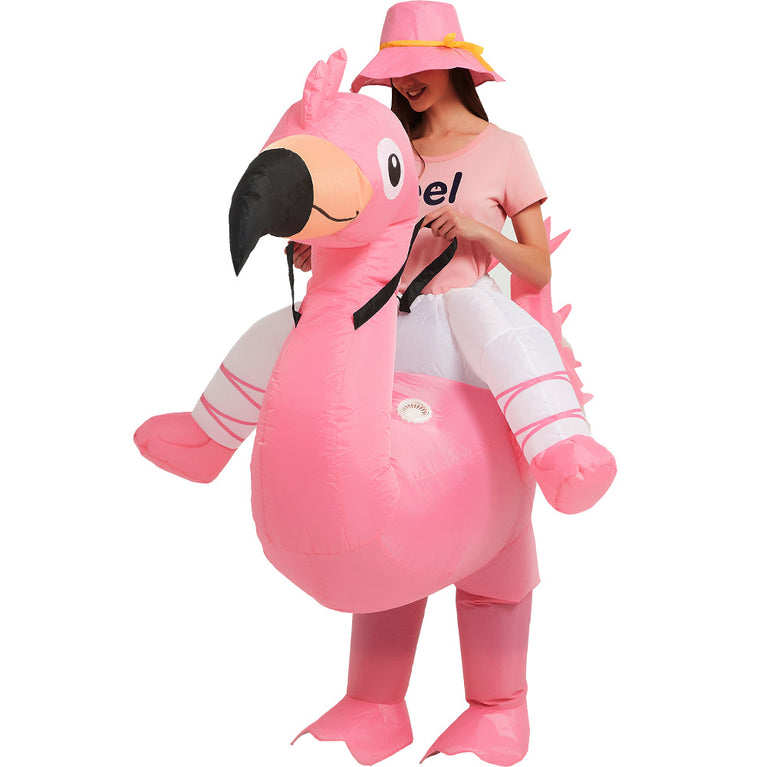 Flamingo Inflatable Costume Riding On Flamingo Air Blow up Costumes Funny Fancy Dress Party Halloween Costume for Adult