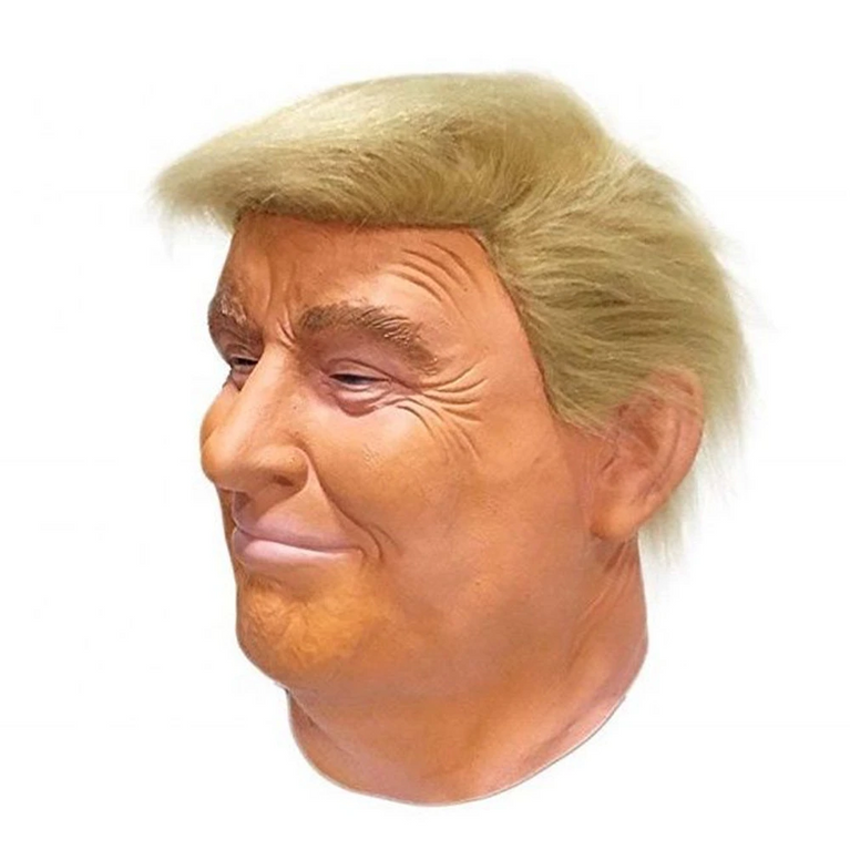 Donald Trump Mask Realistic President Latex Headgear Halloween Party Celebrity Cosplay Costume Props Yellow Wig Head Cover Mask