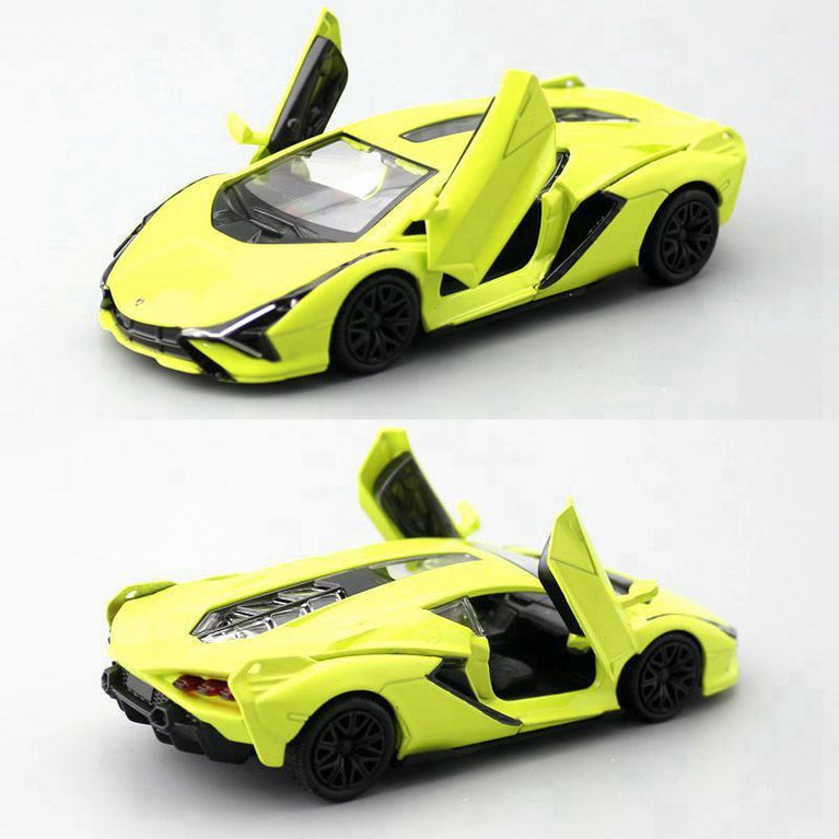 1:36 Green Sian Car Diecast Alloy Sports Car Model Super Racing Lifting Tail Hot Metal Car Wheel Pull Back For Children Gifts