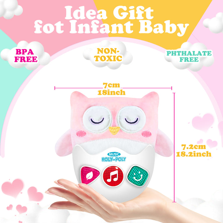 Baby Stuffed Rocking Musical Toy - Baby Tummy Time Toy 6-12 Months Old Girls 6 7 8 9 12 18-24 Months Singing Light Plush Learning Educational Roly Birthday Gift