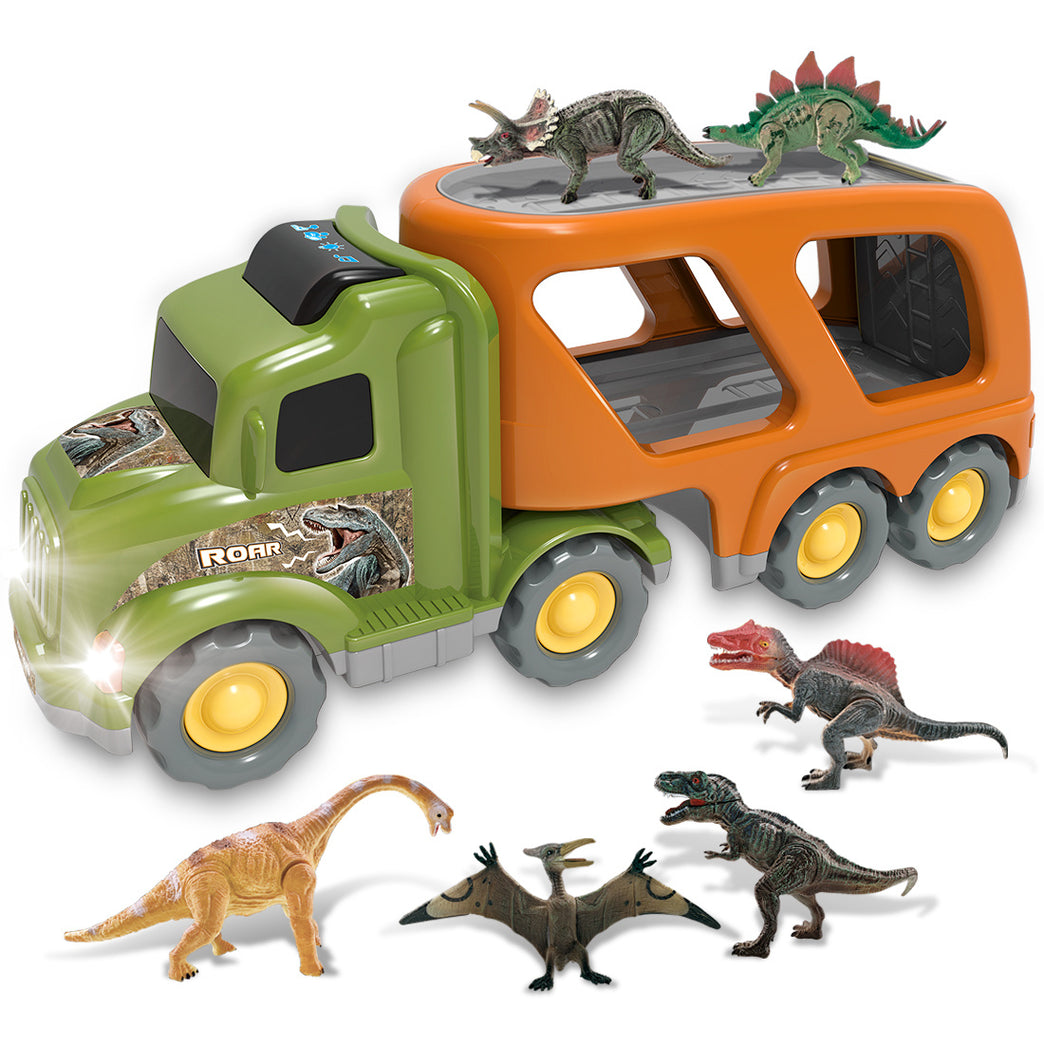 (Do Not Sell on Amazon) Car Truck Toy for 3/4/5/6 Years Old Boys and Girls, Dinosaur Transport Truck Including T-Rex, Pterodactyl, Brachiosaurus, for Boys & Girls RT