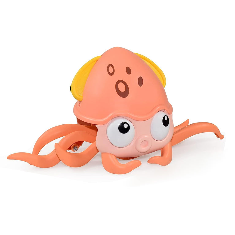 Rechargeable Baby Crawling Octopus Toy with Music LED Lighting Children Electric Moving Walking Kid Toy Obstacle Avoidance Function Suit for Kids Over 4 Year Old