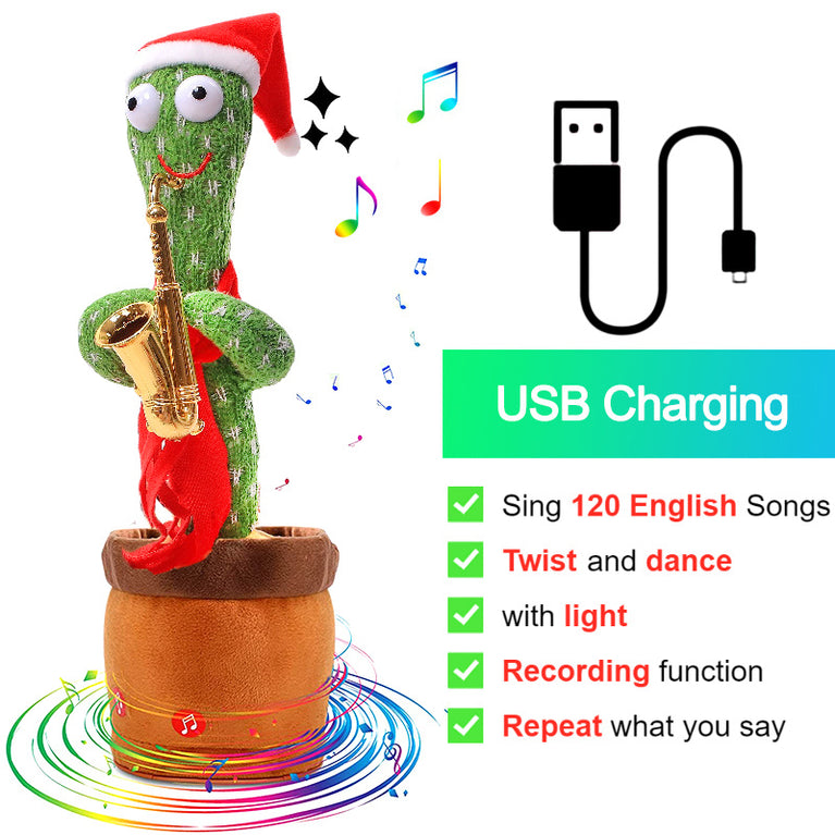 Bluetooth Dancing Cactus Repeat Talking Toy 60/120 Songs Electronic Plush Toys Singing Recording Doll Early Education for Kids