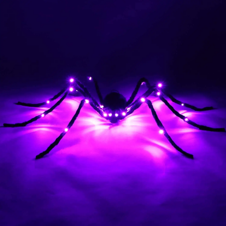 Halloween Luminous Spider Secret Room Trick Props 125cm Plush Big Spider Horror Scary Simulation Spider