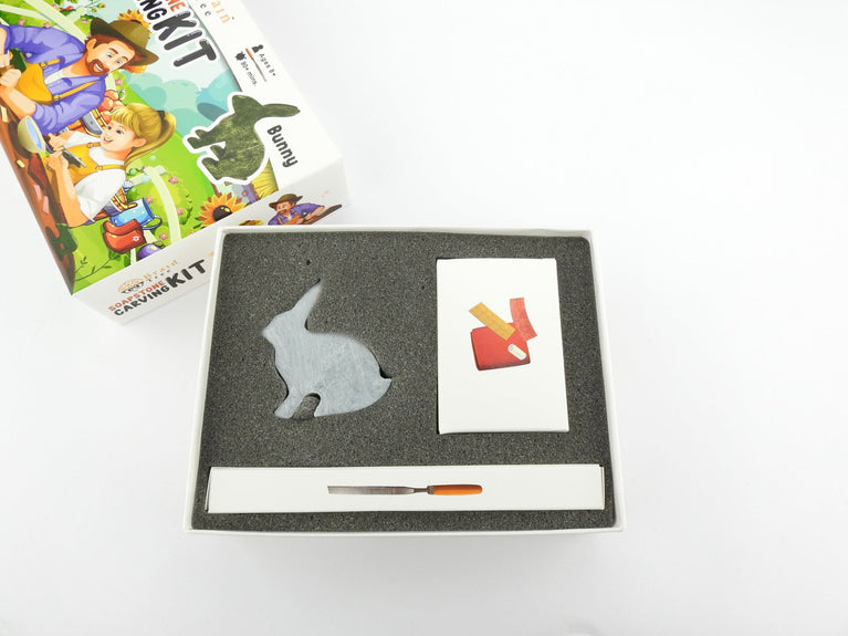 Bunny Soapstone Carving Kit: Safe and Fun DIY Craft for Kids and Adults