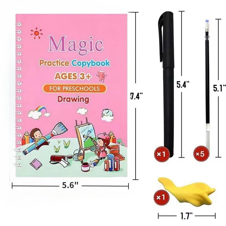 Reusable Magic Copybook Drawing Toys Pen Control Training Writing for Children 3D Magic Notebook Writing Lettering Calligraphy Notebooks