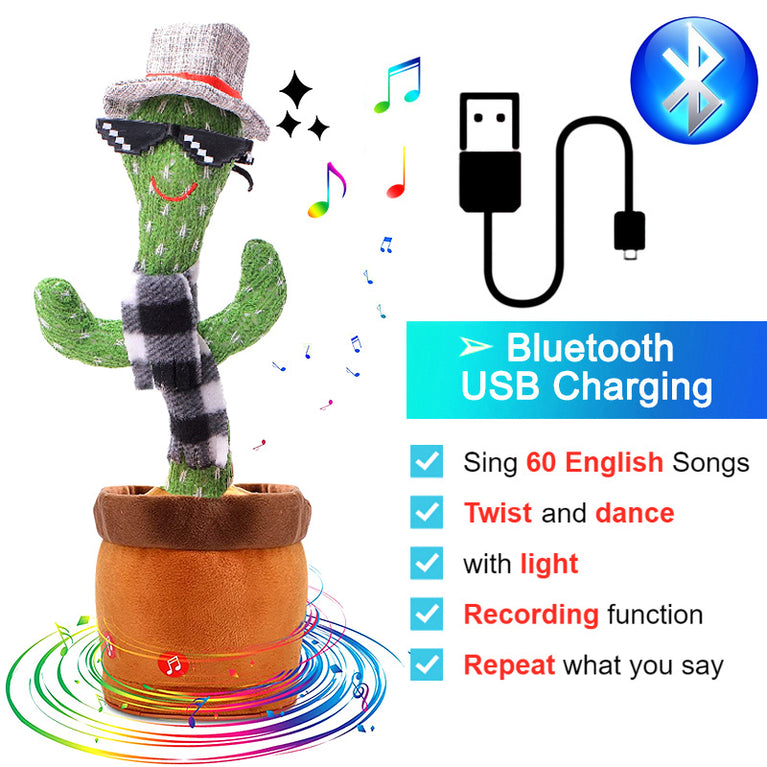 Bluetooth Dancing Cactus Repeat Talking Toy 60/120 Songs Electronic Plush Toys Singing Recording Doll Early Education for Kids