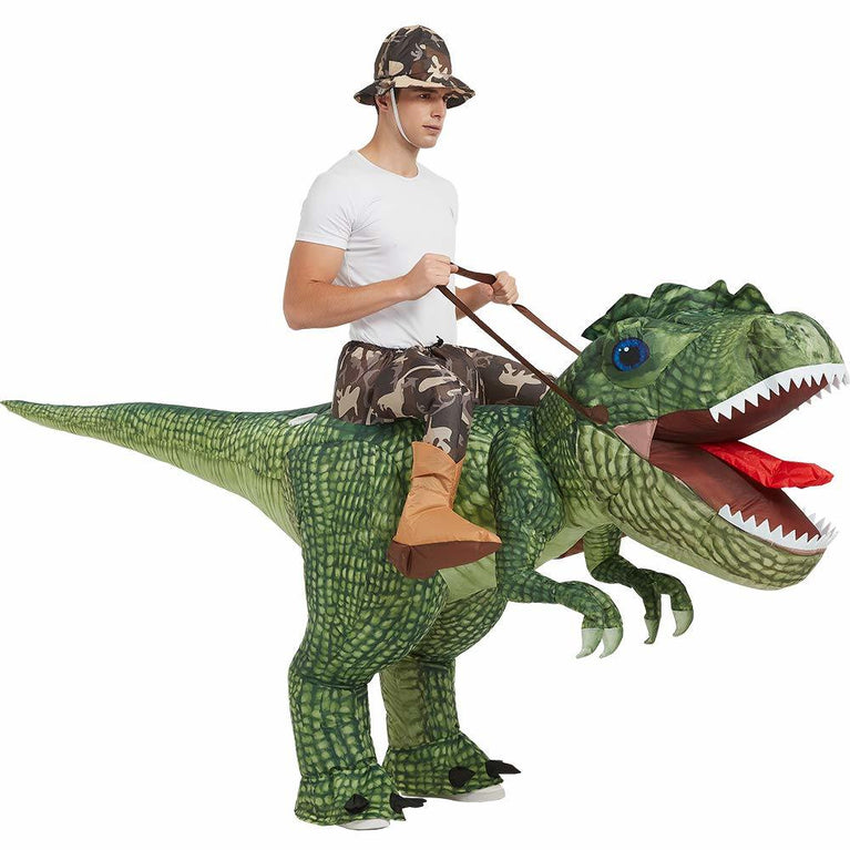 Adult Child Boys Girls Funny Inflatable Dinosaur Costume Riding Tyrannosaurus Rex Cosplay Fancy Dress Kids Halloween Party