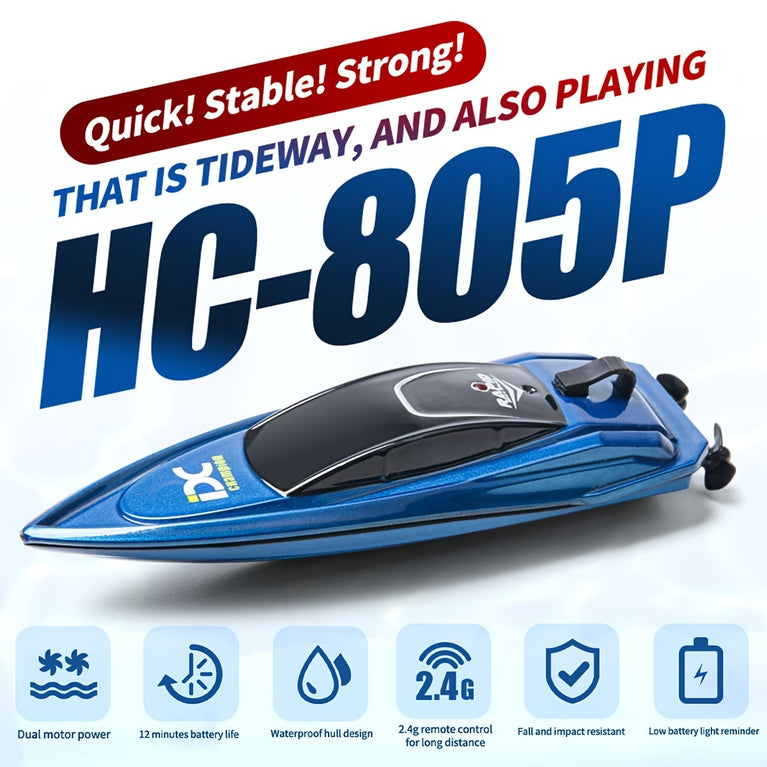 RC Boat For Kids; 2.4GHz 8 Km/h High Speed RC Boat Electric Racing Boat; Waterproof 500mAh USB Rechargeable RC Boat Toy Ship; Summer Water Toy; Gift For Kids Adults