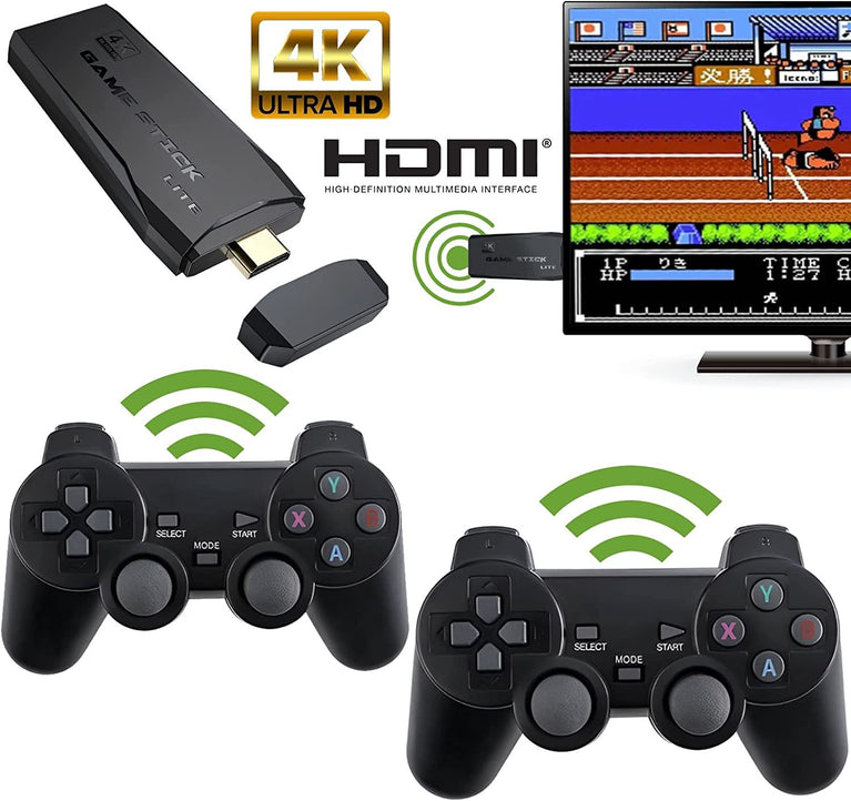 Wireless Retro Game Console; Plug & Play Video TV Game Stick With 10000+ Games Built-in; 64G; 9 Emulators; 4K HDMI Output For TV With Dual 2.4G Wireless Controllers