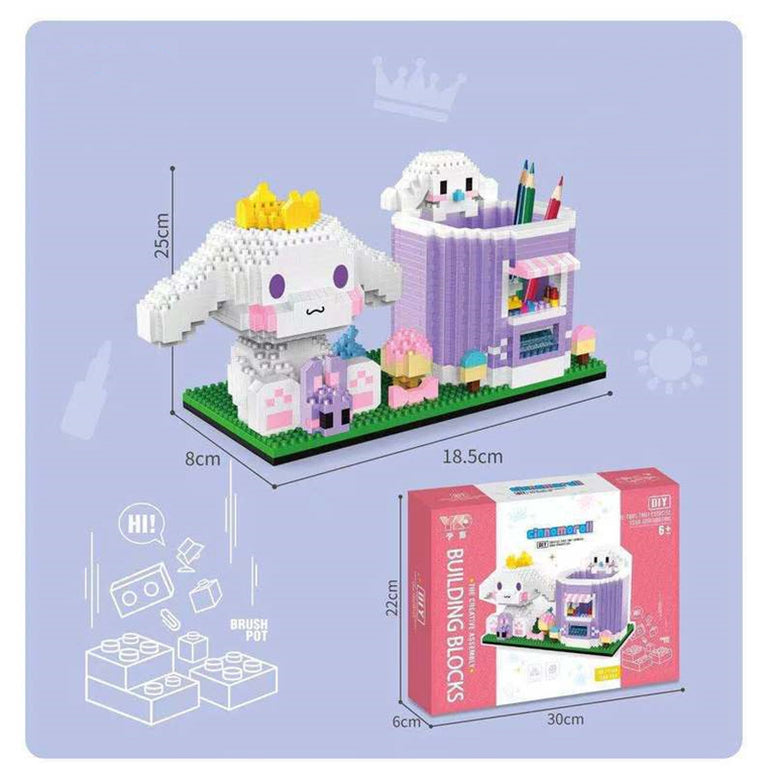 Disney Series Building Blocks Pen Holder Doll Stitch Winnie The Pooh Cute Cartoon Image DIY Puzzle Assembling Toy Children Gift