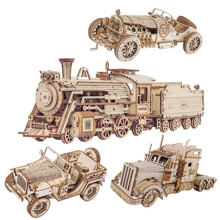 3D Wooden Puzzle Toy Assembly Locomotive Model Building