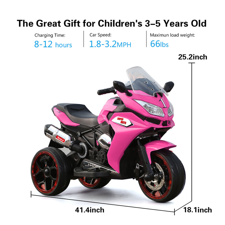 TAMCO 12V Kids Electric motorcycle/ ride on motorcycle,Girls Motorcycle, Children Battery Motor Bikes Rechargeable 3 Wheels Ride on Kids Electric Motorcycle with Light Wheels /electric ride on car