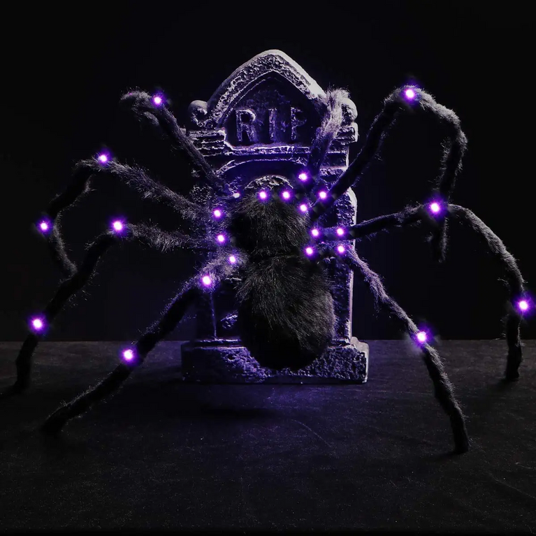 Halloween Luminous Spider Secret Room Trick Props 125cm Plush Big Spider Horror Scary Simulation Spider