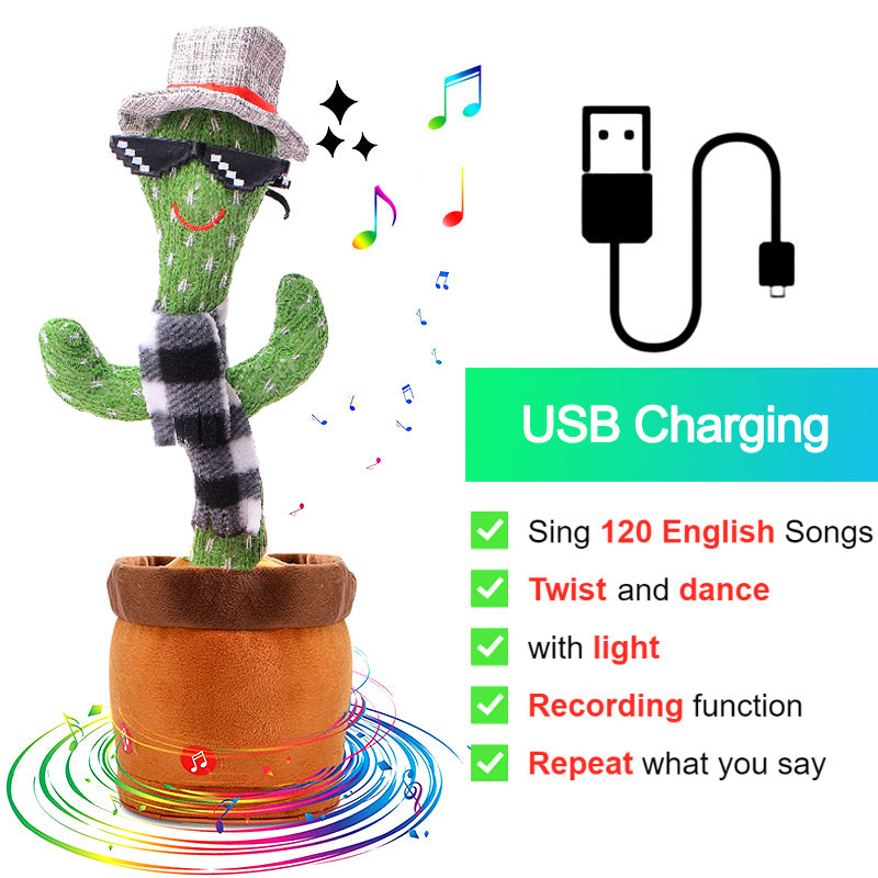 Bluetooth Dancing Cactus Repeat Talking Toy 60/120 Songs Electronic Plush Toys Singing Recording Doll Early Education for Kids