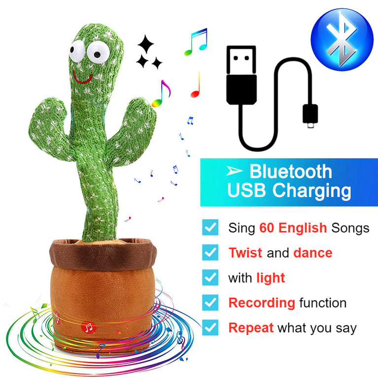 Bluetooth Dancing Cactus Repeat Talking Toy 60/120 Songs Electronic Plush Toys Singing Recording Doll Early Education for Kids