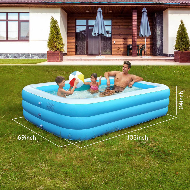 103x69x24in Inflatable Swimming Pools Family Swim Play Center Pool Blow up Kiddie Pool