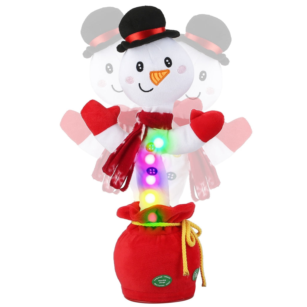 Kid Electric Dance Toy Christmas Elk Snowman Senior Penguin Plush Toy Interactive Sing Song Whirling Mimicking Recording Light up Toy