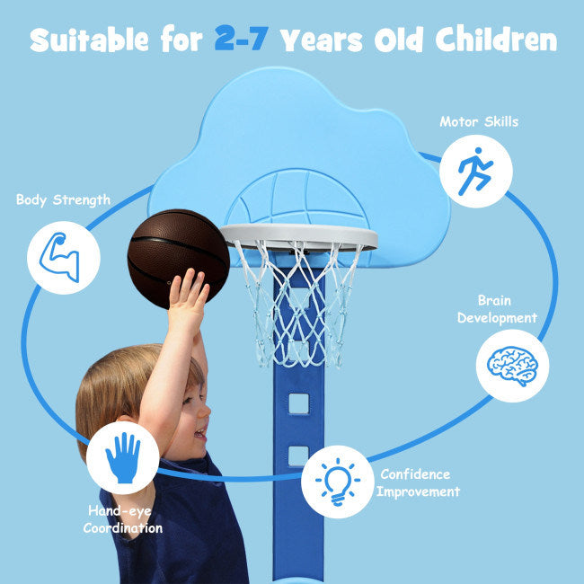 3-in-1 Kids Adjustable Basketball Hoop Set with Balls