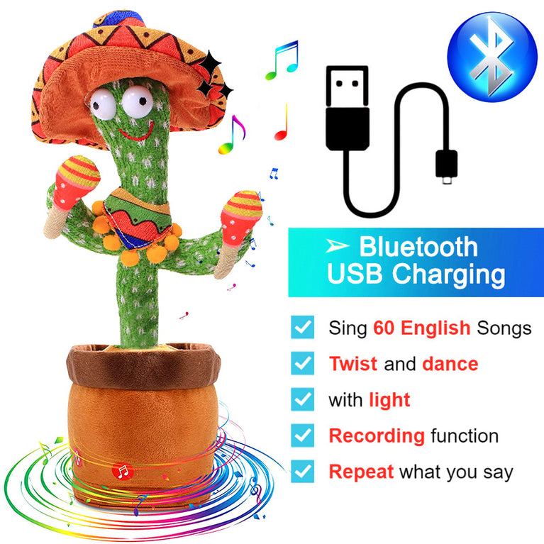 Bluetooth Dancing Cactus Repeat Talking Toy 60/120 Songs Electronic Plush Toys Singing Recording Doll Early Education for Kids