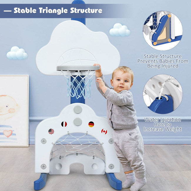 3-in-1 Kids Adjustable Basketball Hoop Set with Balls