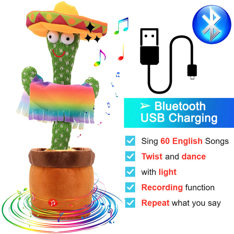 Bluetooth Dancing Cactus Repeat Talking Toy 60/120 Songs Electronic Plush Toys Singing Recording Doll Early Education for Kids