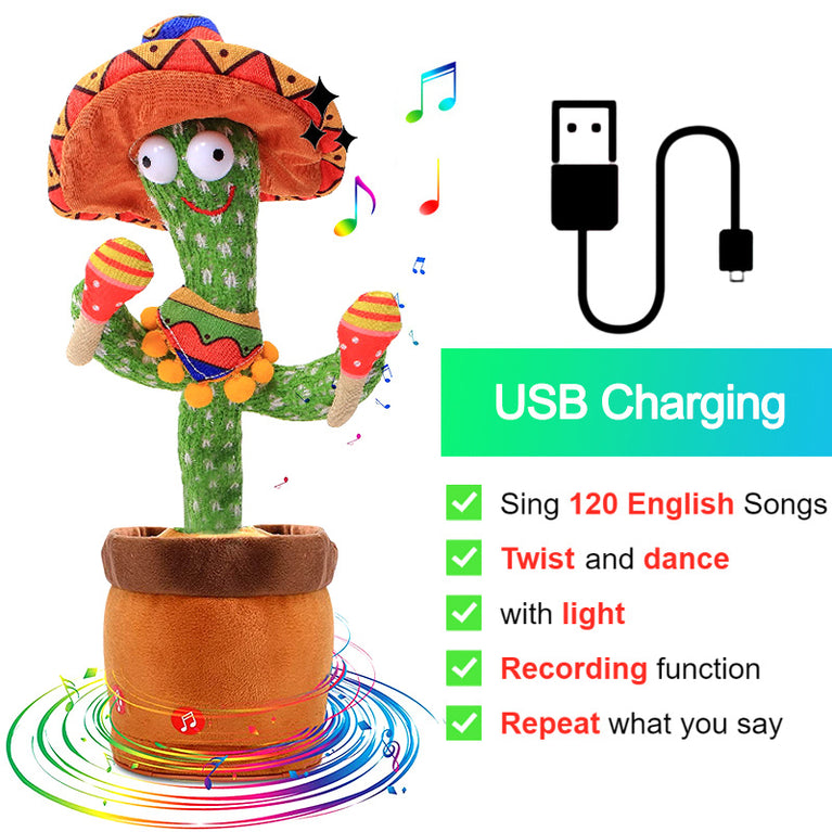 Bluetooth Dancing Cactus Repeat Talking Toy 60/120 Songs Electronic Plush Toys Singing Recording Doll Early Education for Kids