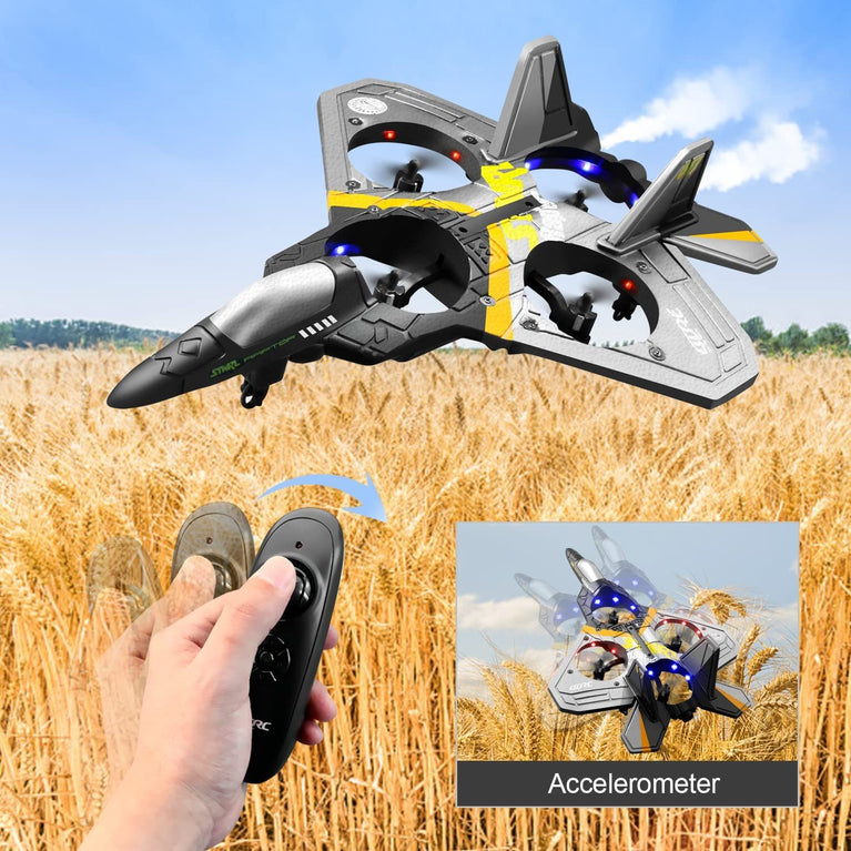 4DRC V17 Remote Control Plane RC Airplanes 2.4GHz 6CH EPP RC Plane 4 Motor RC Aircraft Toys for Adult Kids with Function Gravity Sensing Stunt Roll Cool Light RC Planes Airplanes