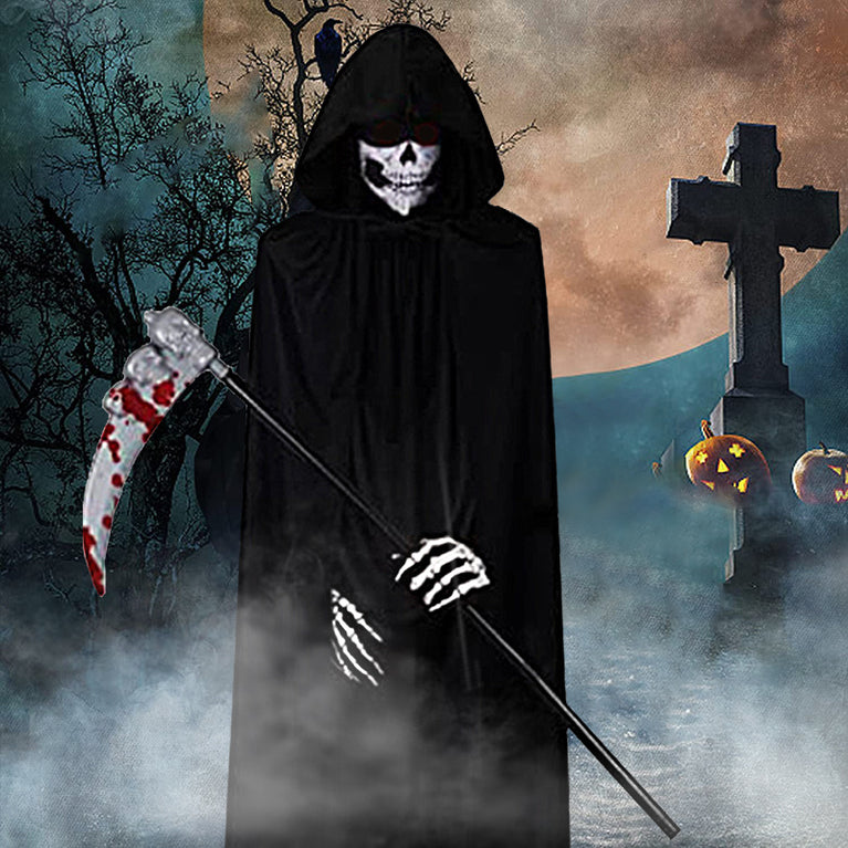 1 Set Halloween Grim Reaper Cloak Costumes Reaper Black Cape Terror Death Hook Sickle Horr Halloween Party Cosplay Costume Props