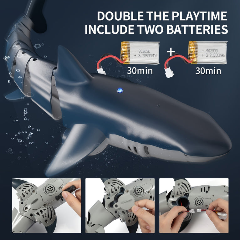 Remote Control Shark [2022 New Version] 1:18 High Simulation Scale Fish With Light & Spray Water For Lake Bathroom Pool Toys For Kids Ages 4 5 7 8 Boys Halloween Christmas Birthday Gift RC Boat