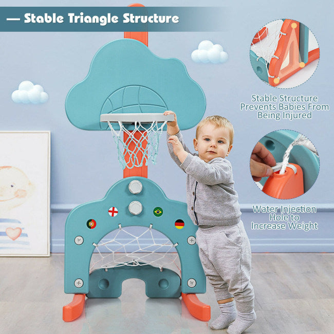 3-in-1 Kids Adjustable Basketball Hoop Set with Balls