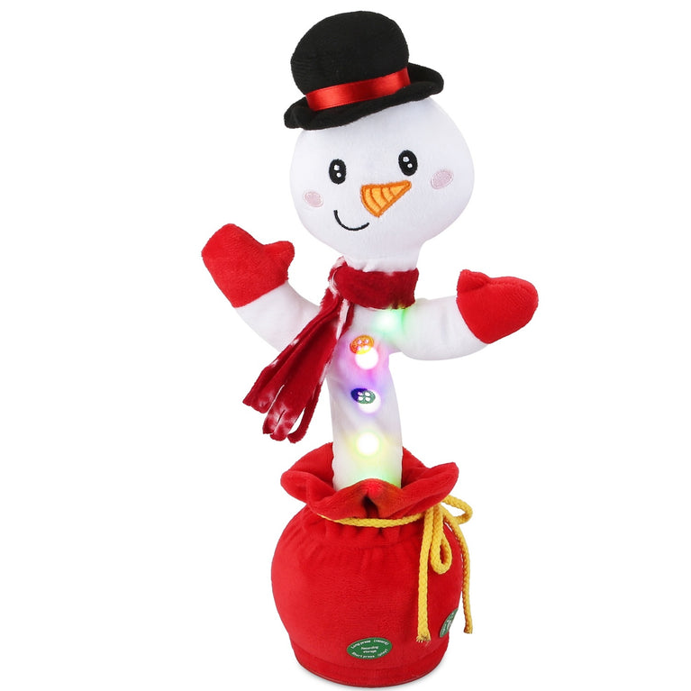 Kid Electric Dance Toy Christmas Elk Snowman Senior Penguin Plush Toy Interactive Sing Song Whirling Mimicking Recording Light up Toy