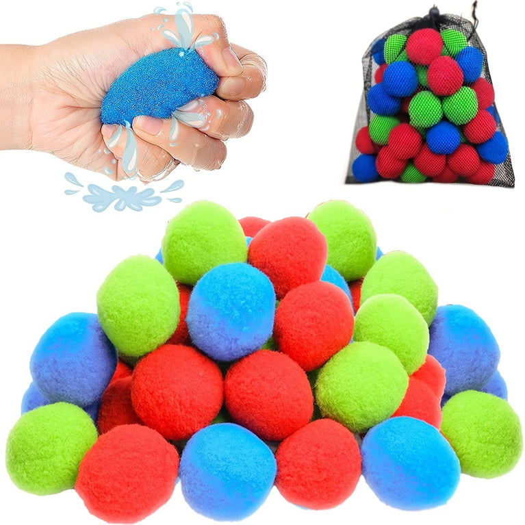 50pcs Water Balls; Soft Cotton Bouncing Soaker Balls; Toy For Pool Party Water Fight