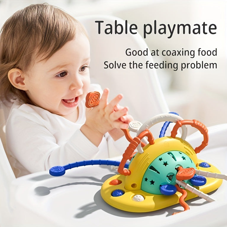 Baby Sensory Montessori Toy For 6-12-18 Months, Silicone Table Pull String Teething Toy, Educational Bath Learning Birthday Gift Travel Toy For 1 2 3 Year Old Boy And Girl Infant Toddlers