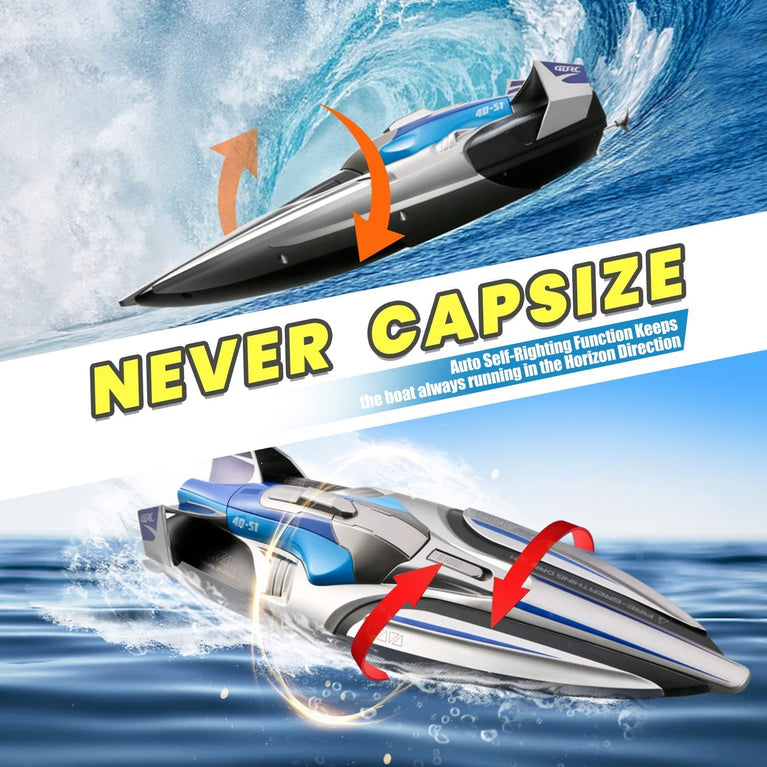 2.4GHz Racing Boats 4DRC S1 Boat Remote Control Boat for Kids Adults 25+ MPH.