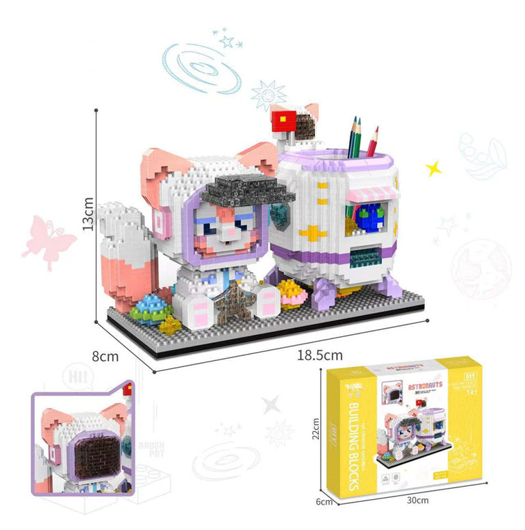 Disney Series Building Blocks Pen Holder Doll Stitch Winnie The Pooh Cute Cartoon Image DIY Puzzle Assembling Toy Children Gift