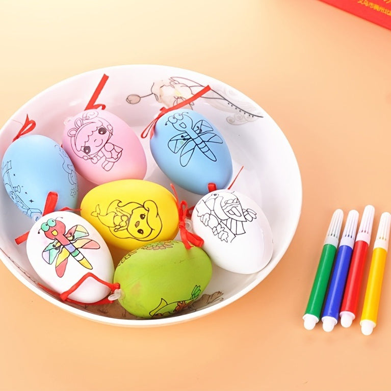 4 Pack; Children's Creative Handmade Diy Easter Eggs Handmade Cartoon Painted Hand-painted Eggshell Toys By Young Children; Easter Gifts For The Children