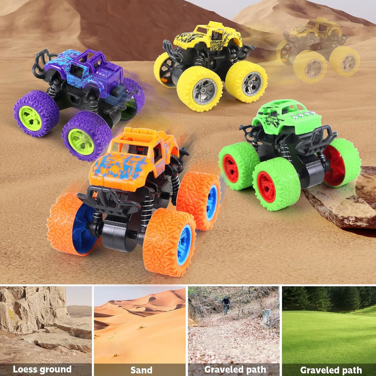 Monster Truck Toys, Pull Back Vehicles Toys, Friction Powered Toy, Mini Push and Go Car Truck Inertia Vehicle, Best Christmas Birthday Party Gift