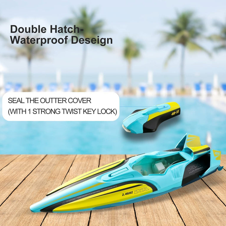 2.4GHz Racing Boats 4DRC S1 Boat Remote Control Boat for Kids Adults 25+ MPH.