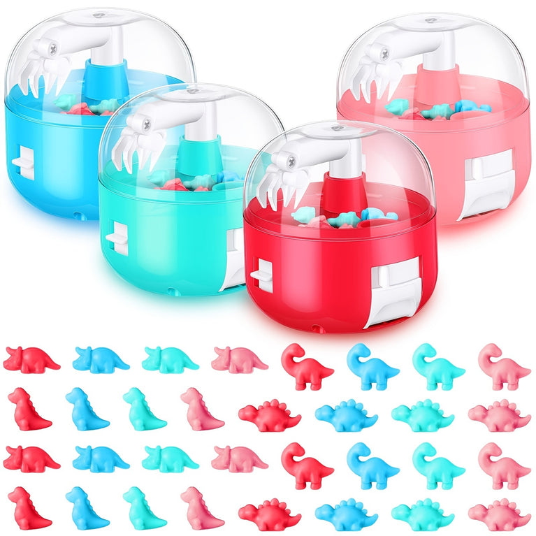 Mini Claw Machine For Kids -Mini Dinosaur Figures Claw Machine Prizes Toy Grabber Mini Arcade Game Miniature Novelty Toys Birthday Gifts For 3+ Year Old Boys & Girls(4 Color)