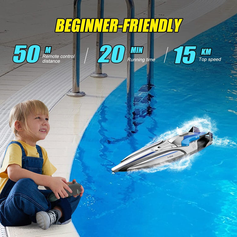 2.4GHz Racing Boats 4DRC S1 Boat Remote Control Boat for Kids Adults 25+ MPH.