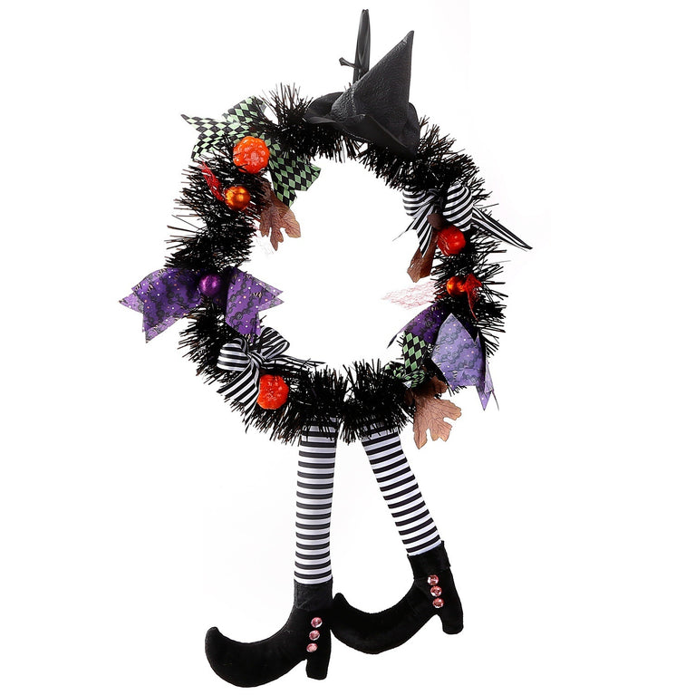 Halloween Witch Wreath Pumpkin Door Decorations Artificial Party Hanging Handmade Wreath Garland