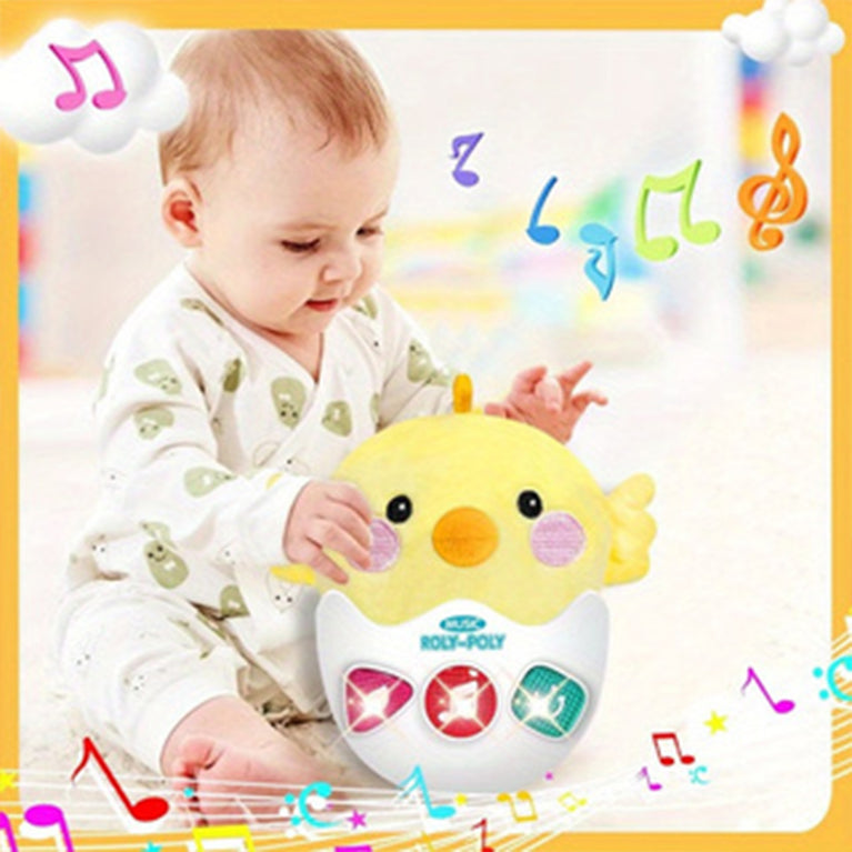 Baby Stuffed Rocking Musical Toy - Baby Tummy Time Toy 6-12 Months Old Girls 6 7 8 9 12 18-24 Months Singing Light Plush Learning Educational Roly Birthday Gift