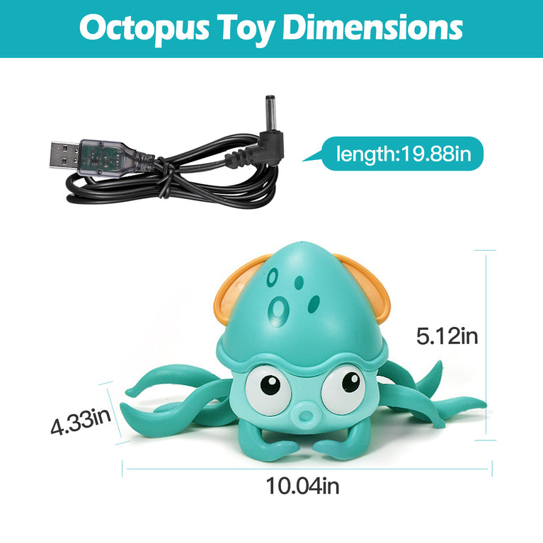 Rechargeable Baby Crawling Octopus Toy with Music LED Lighting Children Electric Moving Walking Kid Toy Obstacle Avoidance Function Suit for Kids Over 4 Year Old