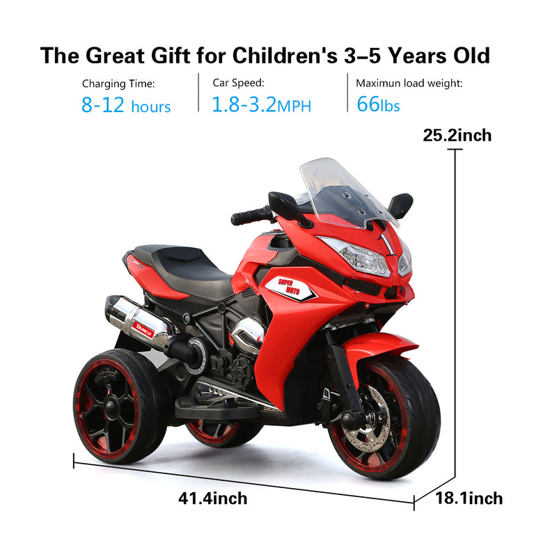 TAMCO 12V Kids Electric motorcycle ,ride on motorcycle,Three lighting wheels Kids electric toys BoysGirls Motorcycle, Children Battery Motor Bikes Rechargeable 3 Wheels Ride on Electric Motorcycle